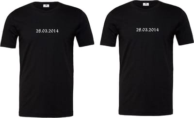 Koppel shirts voor hem en haar - Gepersonaliseerd met datum - zijn perfect als Valentijnscadeau of voor een verjaardag - Maat S