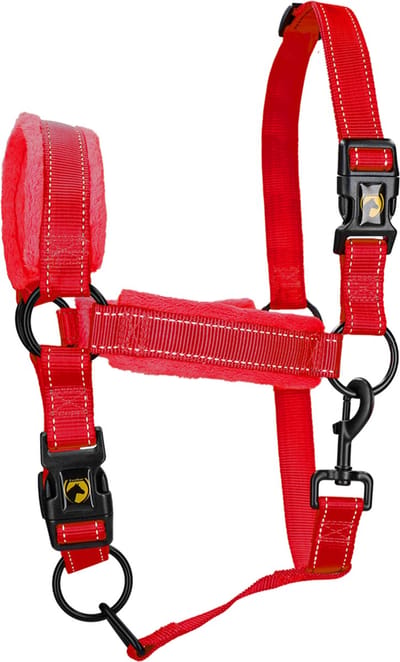 Excellent Horse - XS (Veulen) - Superior Essential Halster - Reflecterend - Fleece onderlegde neusriem - Paarden - Rood