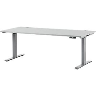 Schäfer Shop Genius bureau MODENA FLEX, elektrisch in hoogte verstelbaar, rechthoekig, T-poot, B 1800 x D 800 mm, aluminium lichtgrijs/wit