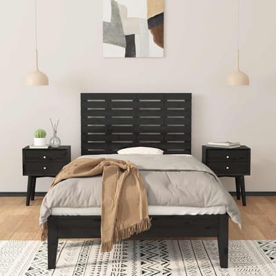 vidaXL - Hoofdbord - wandmontage - 106x3x63 - cm - massief - grenenhout - zwart