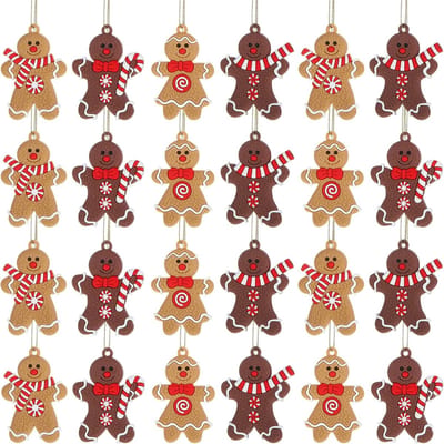 24 stuks peperkoek kerstversiering kerst peperkoek man decoratie peperkoek man opknoping kerst ornament voor kerstboom decor, 4 stijlen