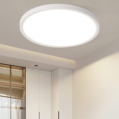 NETTLIFE Plafondlamp LED - Wit - modern - 30cm - rond - 3000 K Warm wit Licht - 24 W Woonkamerlamp - IP44 Waterdicht - Platte Plafondlamp - voor Slaapkamer | Keuken | Gang