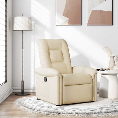 vidaXL - Fauteuil - verstelbaar - stof - crèmekleurig