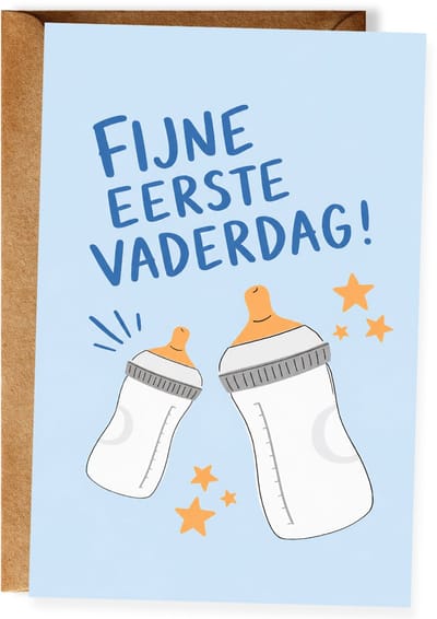 Fijne Eerste Vaderdag - Vaderdagkaart - Lieve kaart nieuwe papa - Vaderdagcadeau eerste Vaderdag - Wenskaart vader - Ansichtkaart (10x15 cm incl. envelop)