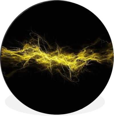 WallCircle - Wandcirkel - Muurcirkel - Gaming - Elektriciteit - Geel - Energie - Aluminium - Dibond - 30x30 cm - Binnen en Buiten