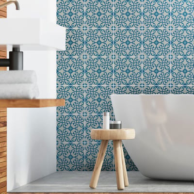 Zelfklevende tegelmuurstickers voor keuken en badkamer - 9 cementtegelstickers, Azulejos Shana - 9 stickers, 10x10cm