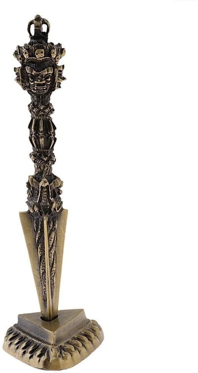 Dailygoods- Phurba met basis - Decoratie Woonkamer - Decoratieve Tafellampen - Uniek Ornament - Gelukssymbool - Gemaakt van Duurzame Legering