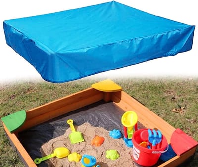 Waterdichte zandbakafdekking - 125 x 125 x 20 cm - Zandbak Hoes - Vierkante beschermhoes voor zandbakken - Zandbakhoes - Vierkant Dekzeil - met trekkoord - Geschikt voor zandbakken en zwembadspeelgoed - Blauw