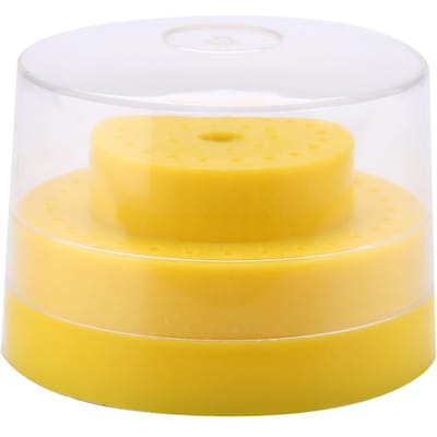 60 Trous Fentes Rond Porte-Fraises Bloc Étui Support Instrument Dentaire (Jaune) yellow