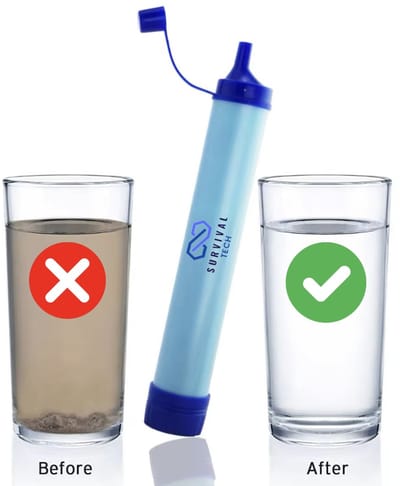 Survival Tech Waterfilter - Water Filter straw - Outdoor life - Survival - Noodpakket - Noodwaterfilter - Waterzuiveringsapparaat - Schoonwater Thuis