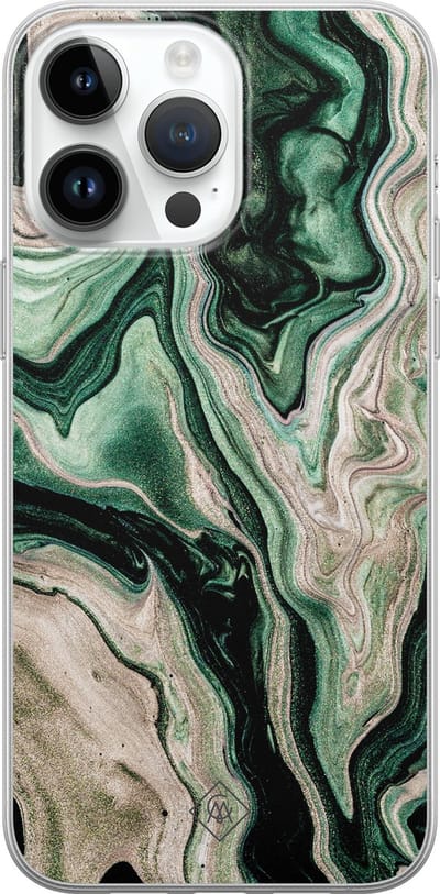 Casimoda® hoesje - Geschikt voor iPhone 14 Pro Max - Groen marmer / Marble - Siliconen/TPU telefoonhoesje - Backcover - Marmer - Groen