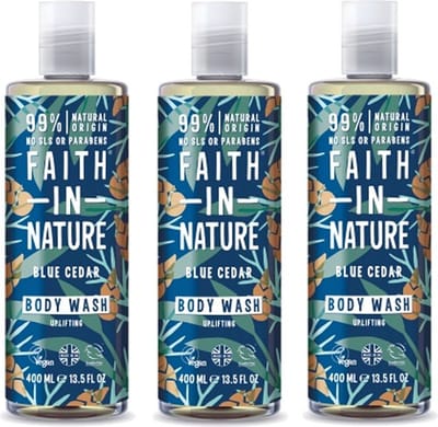 FAITH IN NATURE – Body Wash Blue Cedar – 3 pak – For Men – Natuurlijk - Revitaliserend