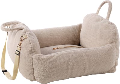 Autostoel hond – Flamingo Autostoel Clifford Beige – 60x60x33cm – veilig & comfortabel – wasbare hoes