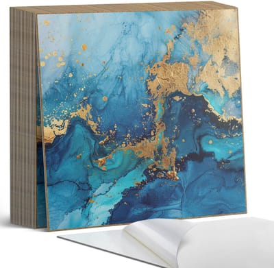 Coloray Plaktegels - Abstract waterpatroon Zelfklevende Tegels - 20 cm x 20 cm - Blauw Plaktegels - 20 stuks - Vierkant PVC Tegels - Plaktegels Badkamer - Plaktegels Vloer - Vinyl Tegels Zelfklevend - Wandtegel Zelfklevend