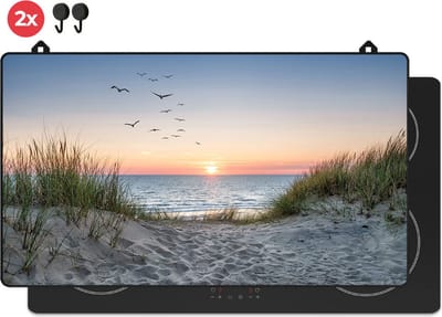 KitchyMist Inductie Beschermer 90x52 cm - Strand en Duinen - Kookplaat Beschermer - Afdekplaat voor Kookplaat - Inductie Mat - Spatscherm Achterwand Keuken