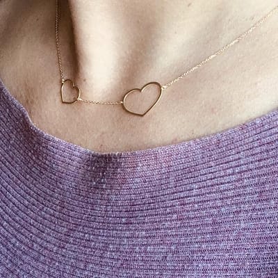 Ketting dubbel hart (AG925) goudkleurig
