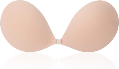 1 ronde bh-cup - strapless onzichtbare siliconen - transparante push-up bh - naadloos design - voorsluiting - beige - A