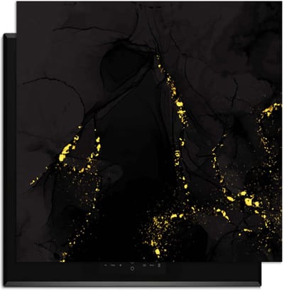KitchenArt - Black Marble Gold – Inductie Beschermer - 59x52 cm - Kookplaat Beschermer - Luxe Afdekplaat Inductieplaat - Anti-slip & Oprolbaar - Beschermmat Inductiekookplaat