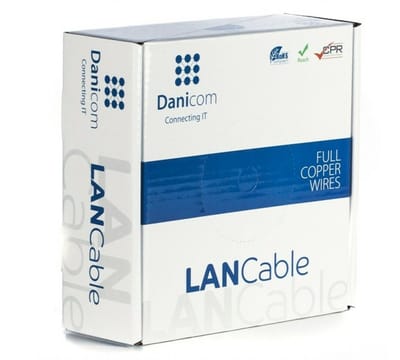 DANICOM CAT6A S/FTP 50 meter kabel op rol soepel - PVC (Fca) - Trekdoos - Internetkabel - Netwerkkabel - UTP kabel