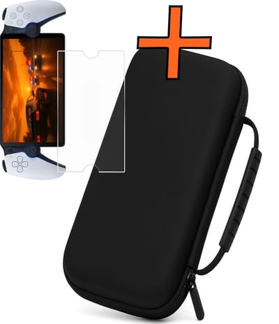 Hoesje Geschikt voor PlayStation Portal Hoes Bescherm Case Hardcover Met Screenprotector - Hoes Geschikt voor PlayStation Portable Case - Zwart