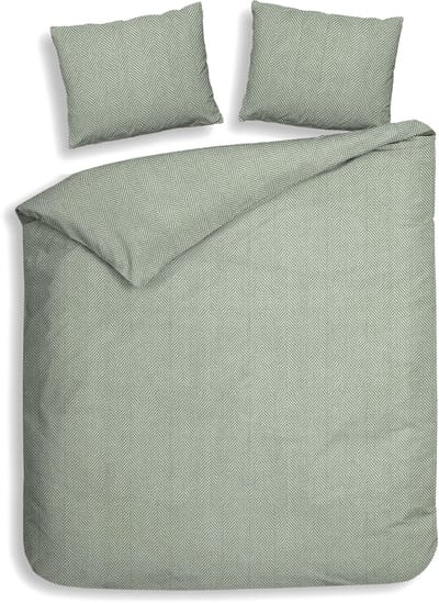 Heckettlane Dekbedovertrek Spina - Effen Bedlinnen - 200x200-220 cm - Tweepersoons - Groen - Dekbedovertrek van 100% Katoen-Flanel