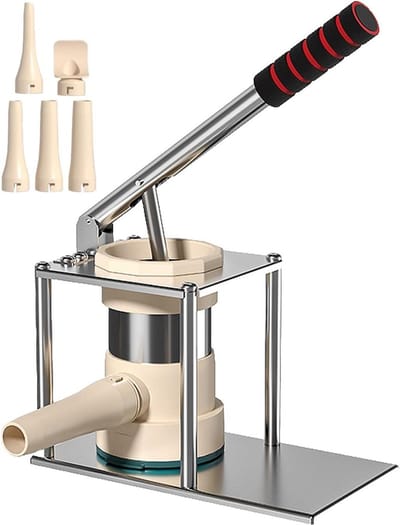 Worst Vulmachine - Vlees Vuller - Zelf Worst Maken - Verbeterde Stabiliteit - 2.61 ponden - Zilver