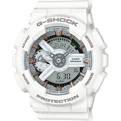 Casio G-Shock Jeugdserie Klassiek Wijzer Dual Display Sport Waterdicht Kwarts Horloge Dameshorloges Wit GMA-S110CM-7A2 White Dial white