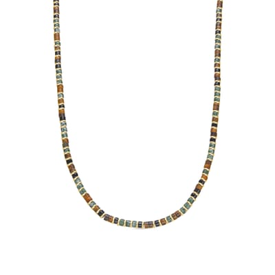 Luxenter Sterling Zilver 925 en tijgeroog collier met 18k gouden afwerking - Ryhu
