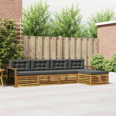 vidaXL - Buiten - bank - set - 5 - st - Natuurlijk - en - Antraciet