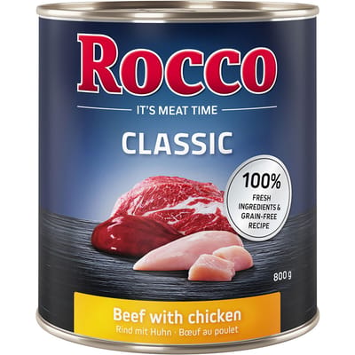 Voordeelpakket Rocco Classic 12 x 800 g Hondenvoer - Rund met Kip