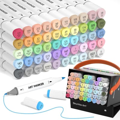 Alcohol Markers - Pastel Alcohol Markers - 51 Kleuren - Dubbele Punt - Inclusief Blender - Voor Illustratie en Schilderen