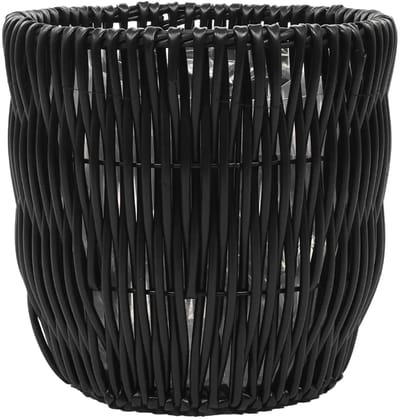 Rotan Plantenpot Zwart | Ø30 cm – Ronde Rotan Kunststof Bloempot – Voor Binnen en Buiten