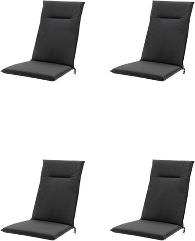 Madison - Tuinkussens - Hoge Rug - 4 st - Eco Phantom Black - 123x50cm - Zwart - Met lint
