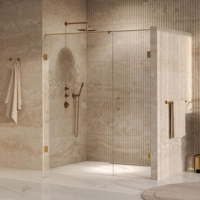 Brauer Void - Nisdeur - 2-Delig - Helder Glas - 170 x 200 cm - Omkeerbaar - met Draaideur 70 cm - Aan Muur - incl. Glascoating - PVD Goud