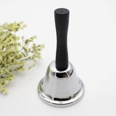 Handbel - Oproepbel Tellerbel - Service Verlenen - Luid Helder Geluid - 12 cm Hoog - Zilver