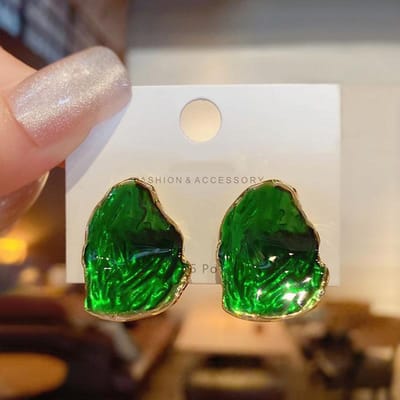 Boucles d'oreilles puces irrégulières en alliage couleur vert bleu émail dégoulinant style bohème tendance pour femmes Bijoux de plage chic féminins Ins Brincos black