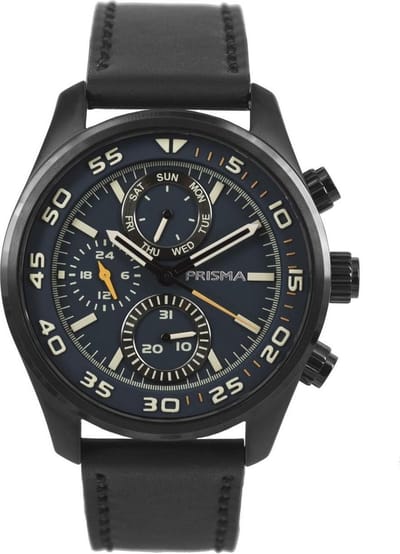 Prisma Aviator Herenhorloge edelstaal zwart P.1826