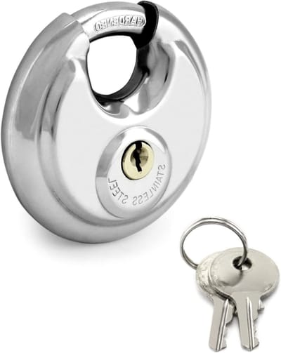 Robuuste 70mm Hangslot met RVS Beugel - Weerbestendig Disc Lock met 2 Sleutels voor Schuur en Hekwerk