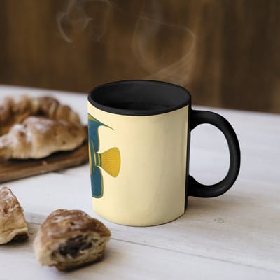 Magische Mok - Foto op Warmte Mokken - Koffiemok - Felgeel - Vis - Strepen - Vinnen - Magic Mok - Beker - 350 ML - Theemok