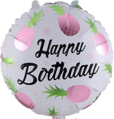 Folieballon happy birthday ananas roze 45 cm