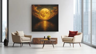 Vierkant Canvas Schilderij - Volle maan - 40x40x2 cm