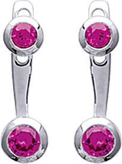 Amanto Oorbellen Dot Red - 925 Zilver Gerhodineerd - 4x14mm