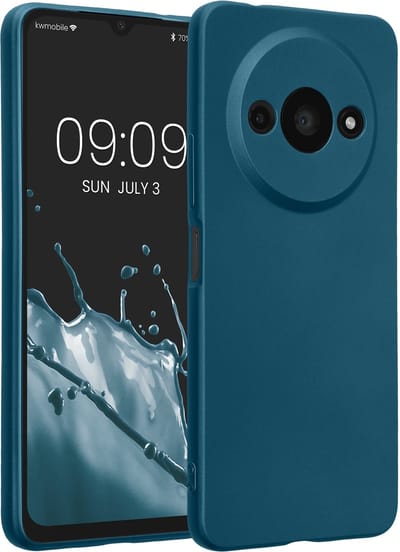 kwmobile metallic telefoonhoesje van TPU - geschikt voor Xiaomi Redmi A3 - Flexible case voor smartphone - In Metallic carabisch blauw