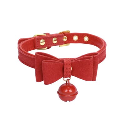 CHPN - Rode Choker met Strik en bel - Sexy halsband - Rood - BDSM - Rollenspel- BDSM Scene - Kunstleer met bel - Hals band met strik - Vastbinden - Ketenen - Verstelbaar