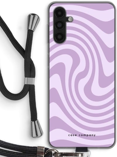 Case Company® - Hoesje met koord geschikt voor Samsung Galaxy A04s hoesje met Koord - Swirl Paars - Telefoonhoesje met Zwart Koord - Bescherming aan alle Kanten en Over de Schermrand