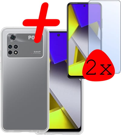 Hoesje Met 2x Screenprotector - Geschikt voor Xiaomi Poco X4 Pro 5G - Sterk & Shockproof - Back Cover - Siliconen Case - Telefoon Hoes - Transparant