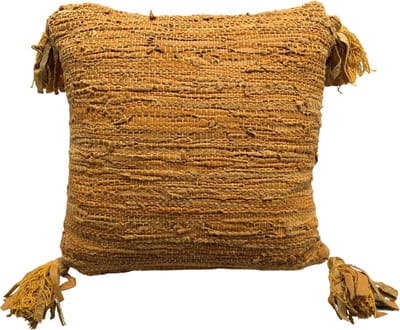 Rocaflor - kussen - leer - geel - gerecycled - 45x45 cm - vierkant