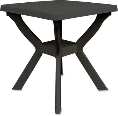 Ronde Kunststof Bistrotafel 70x70 cm Antraciet - Compacte Camping- en Balkontafel voor Buiten