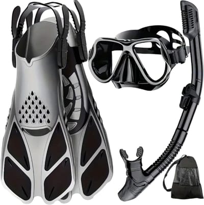 Bovista Zwemvliezen Voor Kinderen & Volwassenen - Flippers - Zwemflippers - Snorkelset - Zwart - Maat S/M