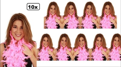 10x Boa roze 180 cm. 50 gram - Thema party carnaval optocht gala festival